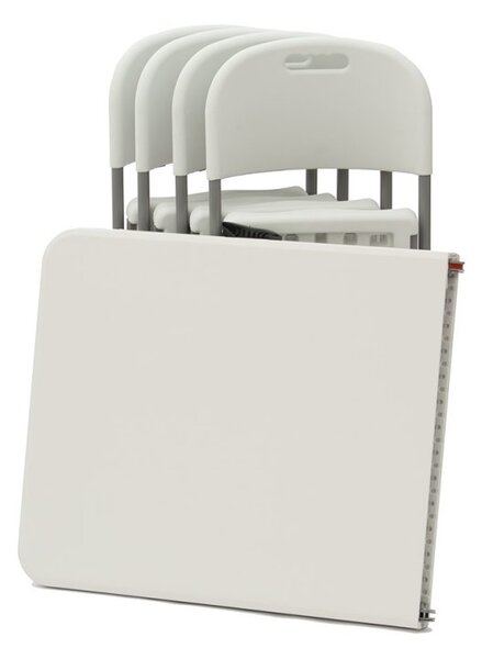 Set catering gradină - masă albă 180cm + 4 scaune