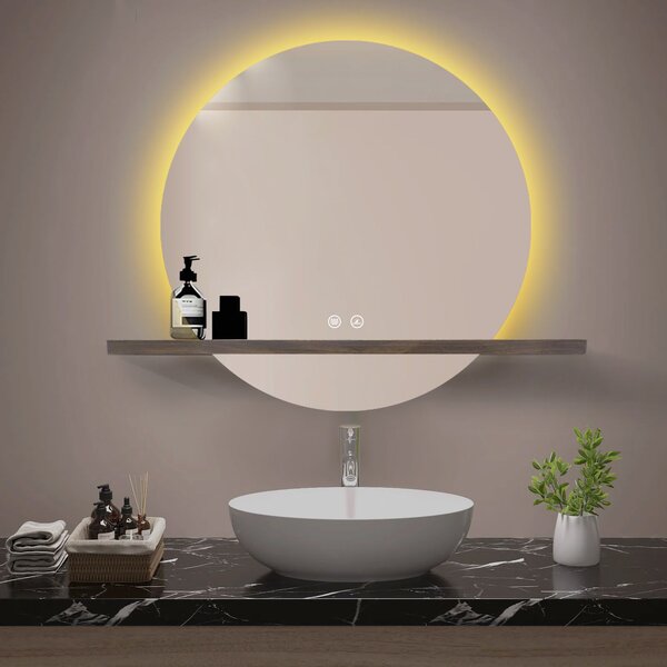 Oglinda Baie LED Cu ETAJERA, Luxury 60Cm, Functie Dezaburire, Lumina calda -Rece- Neutru