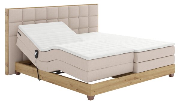 KONDELA Pat electric reglabil, boxspring, bej/stejar artizanal, 160x200, TIANA