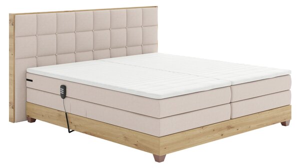 KONDELA Pat electric reglabil, boxspring, bej/stejar artizanal, 160x200, TIANA