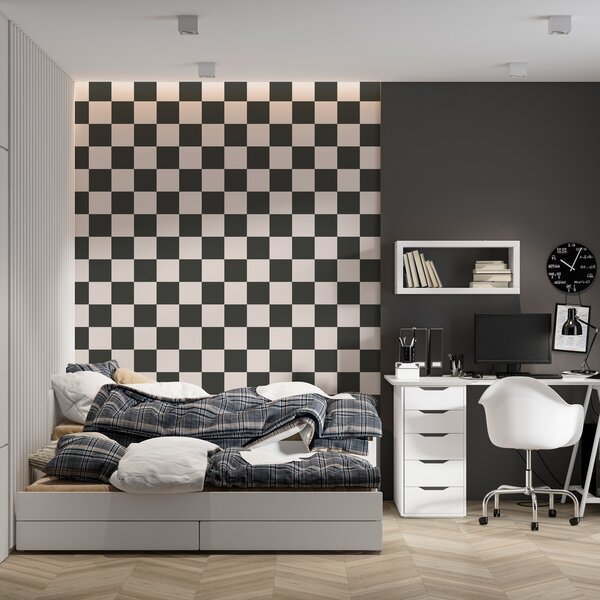 Fototapet Model în carouri alb-negru, Fototapet geometrice, Fototapet populare, w01922 - Tapeko.ro