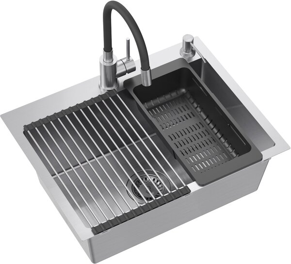 Quadron Luke chiuveta cu baterie și accesorii oțel/oțel ZH5845BS_3323503BL