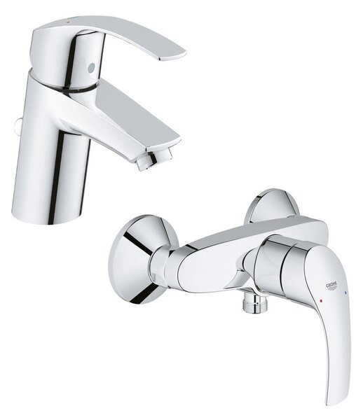 Set baterie de duș Grohe Eurosmart 33555002, baterie lavoar Grohe Eurosmart 33265002