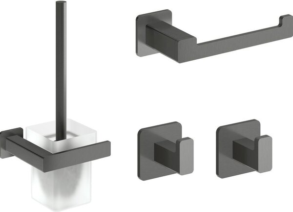 Set perie de toaletă Omnires Nelson NL80620GR, suport pentru hârtie igienică Omnires Nelson NL80510GR, NL80115GR