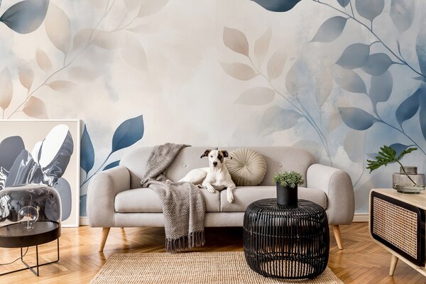 Tapet frunze delicate în tehnica acuarelei, Fototapet Acuarelă, w02453 : Uwalls.ro