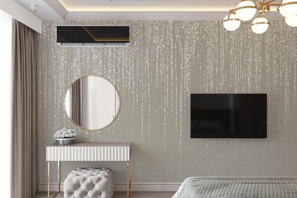 Tapet O imprimare elegantă verticală de ghirlandă punctată pe un fundal texturat bej, creând, Fototapet 3D, Fototapet 3D Frunze, w08470 : Uwalls.ro