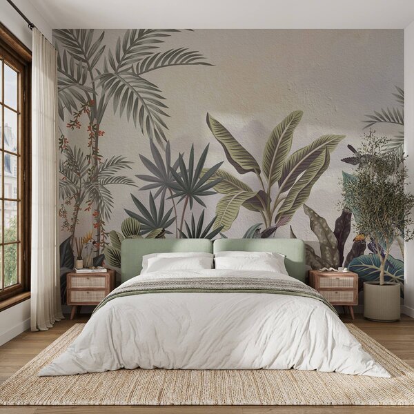 Fototapet Frunziș tropical în culori delicate, Fototapet natură, Fototapet populare, w08496 - Tapeko.ro