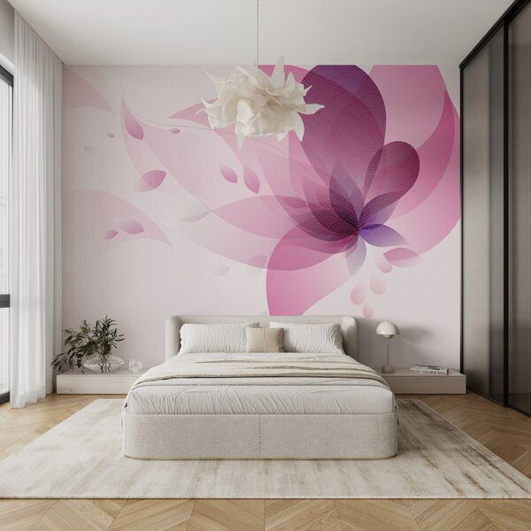 Fototapet Floare roz și violet, Fototapet acuarelă, Fototapet populare, w02562 - Tapeko.ro