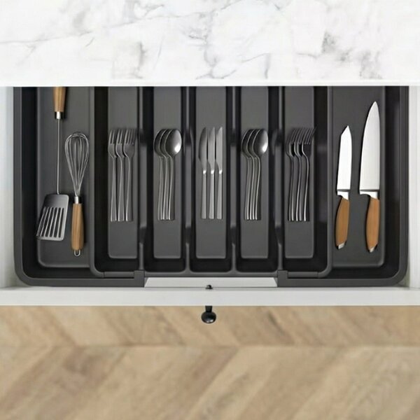 Organizator tacâmuri extensibil pentru sertar, 33–57 × 38 cm