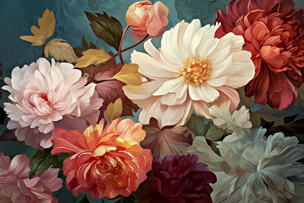 Fototapet Flori colorate într-un fundal senin, Fototapet flori, Fototapet populare, w02597 - Tapeko.ro