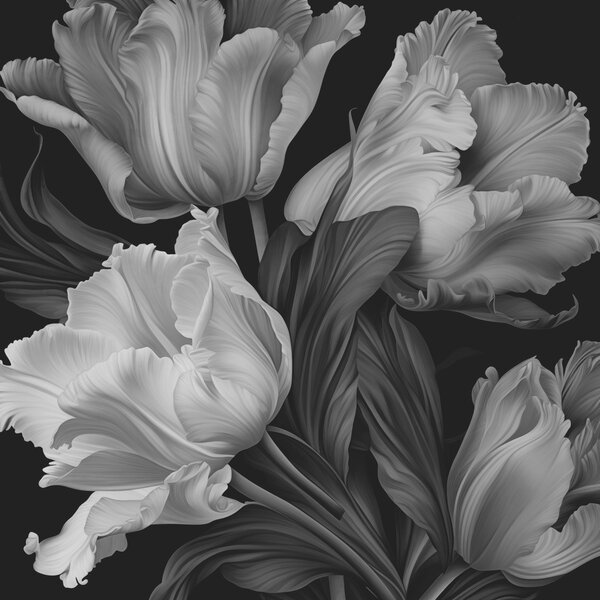 Fototapet Petale delicate în tonuri monocrome, Fototapet flori, Fototapet populare, w02557 - Tapeko.ro