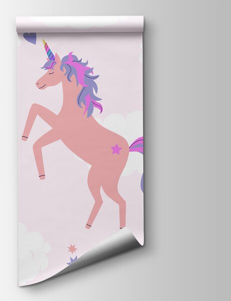 Fototapet Unicorn cu curcubee și stele, Fototapet unicorni, Fototapet populare, w02671 - Tapeko.ro
