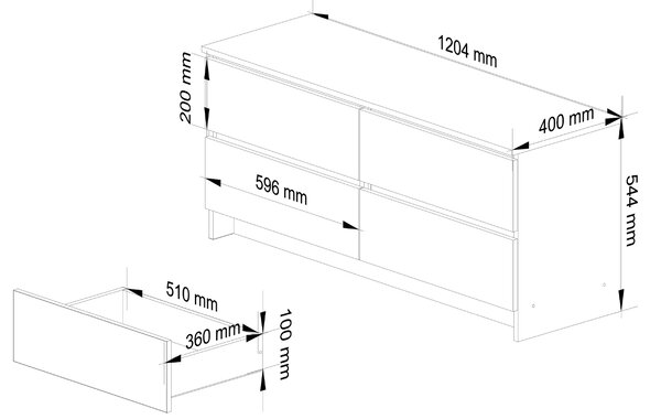 Comodă Kraft 4SZ (alb + grafit). Promo -13%. 1117185