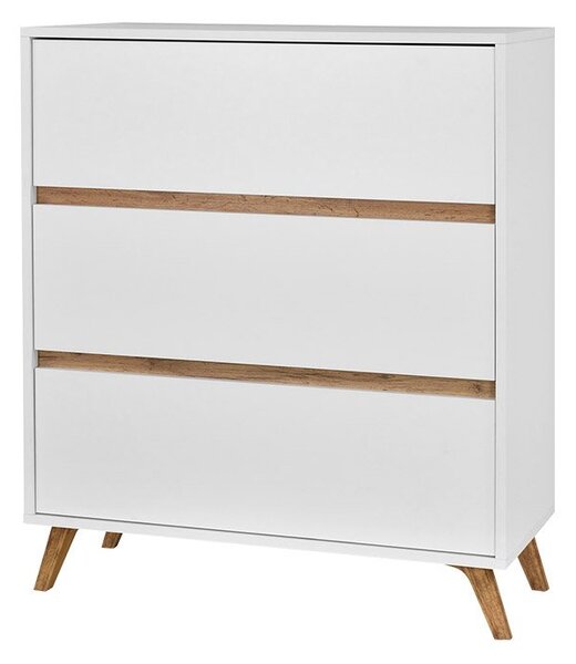 Comodă Barbara K3SZ WL04 (Alb + Alb + stejar craft auriu). 1059079