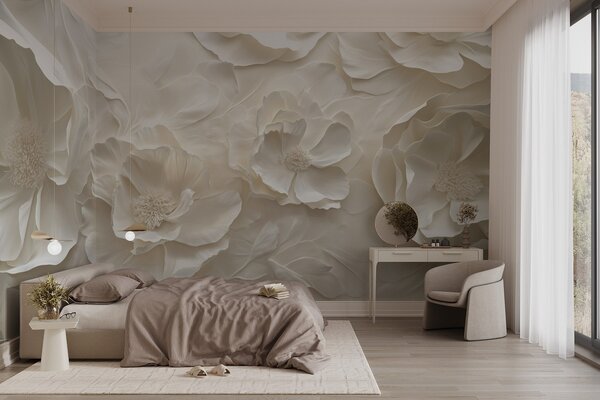 Fototapet Un design floral elegant, în nuanțe delicate, Fototapet bujori, Fototapet populare, w08562 - Tapeko.ro