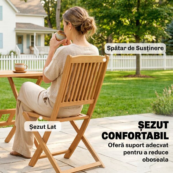 Outsunny Set de Luat Masa pentru Grădină 5 Piese, Masă și 4 Scaune Rabatabile | Aosom Romania