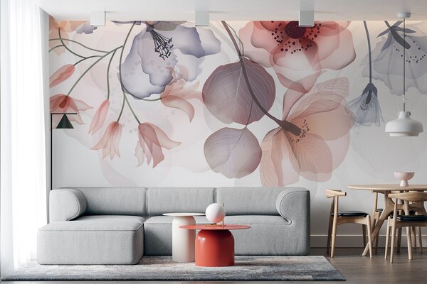 Fototapet Design floral delicat cu nuanțe moi, Fototapet copaci, Fototapet populare, w08613 - Tapeko.ro