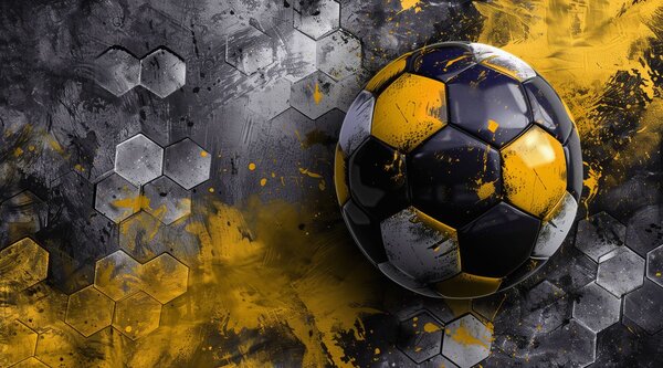 Tapet Minge de fotbal pe un fundal de faguri de miere cu pete de, Fototapet pentru camera unui adolescent, Fototapet Fotbal, w08616 : Uwalls.ro