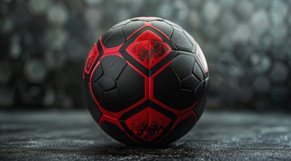 Fototapet Balon de fotbal dinamic negru și roșu, Fototapet fotbal, Fototapet populare, w08619 - Tapeko.ro