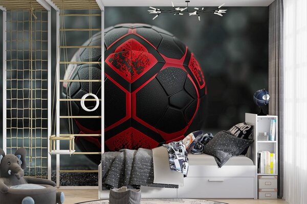 Fototapet Balon de fotbal dinamic negru și roșu, Fototapet fotbal, Fototapet populare, w08619 - Tapeko.ro