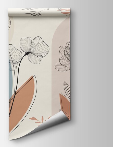 Fototapet Eleganță florală în nuanțe delicate, Fototapet acuarelă, Fototapet populare, w02754 - Tapeko.ro