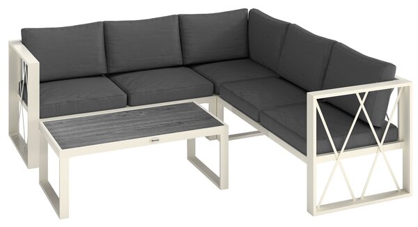 Outsunny Set Mobilier de Grădină din 4 Piese cu 2 Canapele, Fotoliu Reglabil și Măsuță de Cafea, 121x61x62 cm, Gri | Aosom Romania