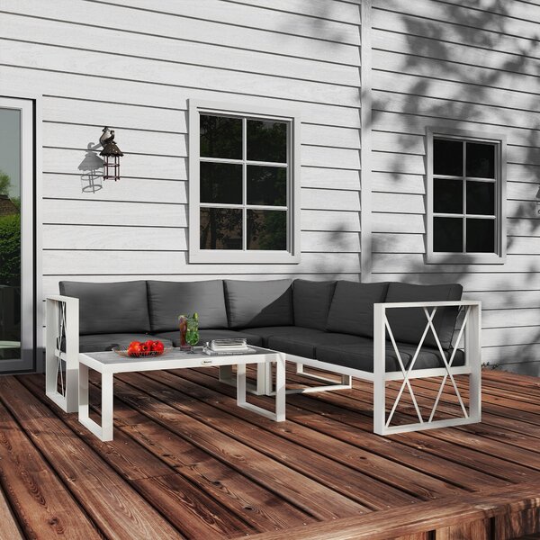 Outsunny Set Mobilier de Grădină din 4 Piese cu 2 Canapele, Fotoliu Reglabil și Măsuță de Cafea, 121x61x62 cm, Gri | Aosom Romania