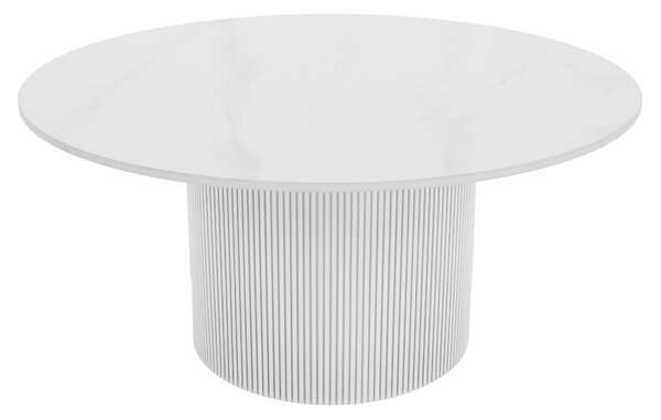 KONDELA Măsuţă de cafea, marmură albă/MDF, diametru 80 cm, MAHIR TYP 1