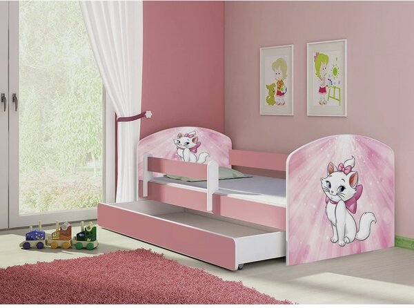 Pat copii cu sertar si saltea Aristocats Marie si protectie anticadere