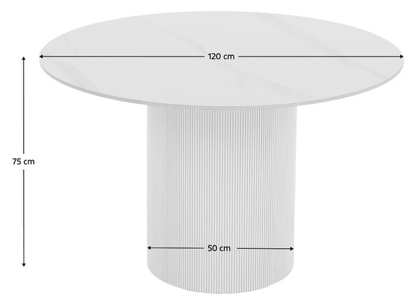 KONDELA Masă de sufragerie, marmură albă/MDF, diametru 120 cm, MAHIR TIP 1