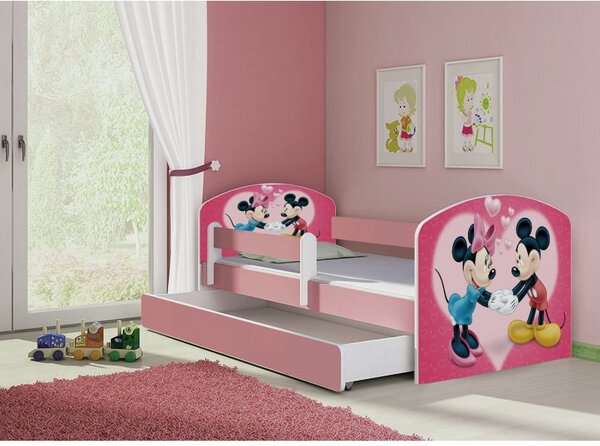 Pat copii cu sertar si saltea Minnie Love si protectie anticadere