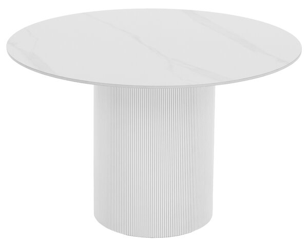KONDELA Masă de sufragerie, marmură albă/MDF, diametru 120 cm, MAHIR TIP 1