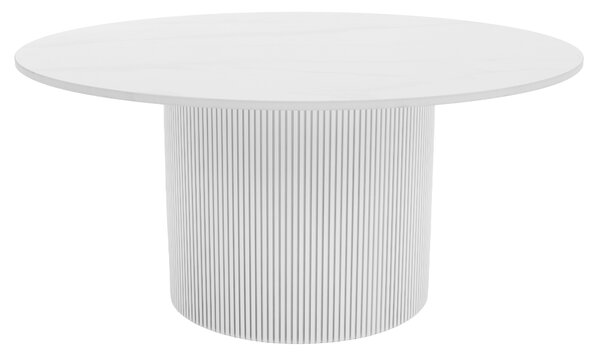 KONDELA Măsuţă de cafea, marmură albă/MDF, diametru 80 cm, MAHIR TYP 1