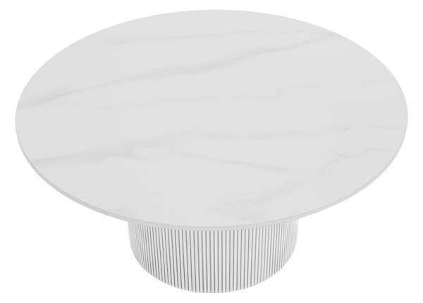 KONDELA Măsuţă de cafea, marmură albă/MDF, diametru 80 cm, MAHIR TYP 1