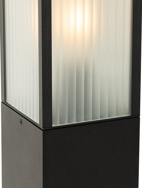 Lampă inteligentă de exterior neagră cu sticlă canelată 80 cm incl. WiFi A60 - Charlois
