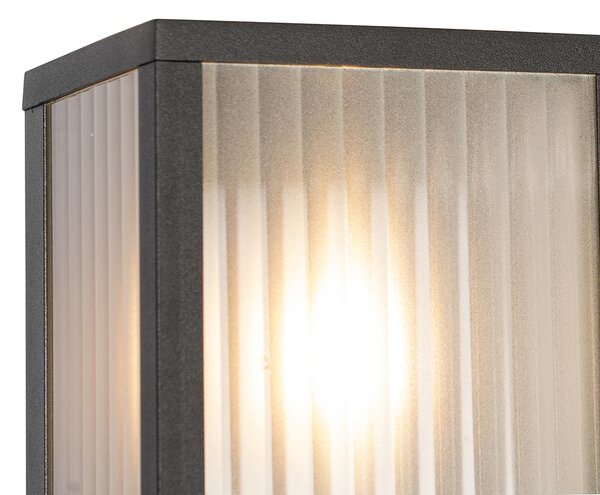 Lampă de perete inteligentă de exterior neagră cu sticlă canelată incl. WiFi A60 - Charlois