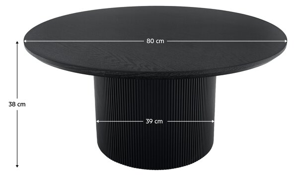 KONDELA Măsuţă de cafea, negru, diametru 80 cm, MAHIR TYP 2