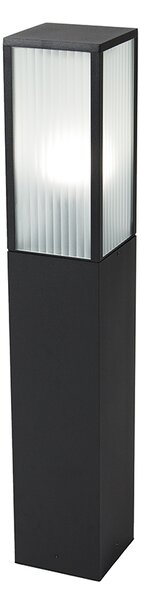 Lampă inteligentă de exterior neagră cu sticlă canelată 80 cm incl. WiFi A60 - Charlois