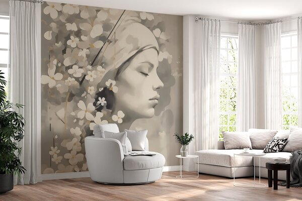 Fototapet Frumusețe blândă în îmbrățișarea florală, Fototapet copaci, Fototapet populare, w02793 - Tapeko.ro
