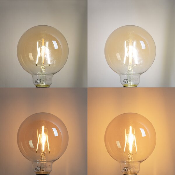 Set de 5 becuri LED E27 reglabile G95 4.9W 320 lm 2500K