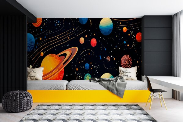 Fototapet Planete și stele colorate, Fototapet spațiu cosmic, Fototapet populare, w02816 - Tapeko.ro