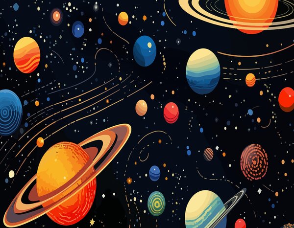 Fototapet Planete și stele colorate, Fototapet spațiu cosmic, Fototapet populare, w02816 - Tapeko.ro