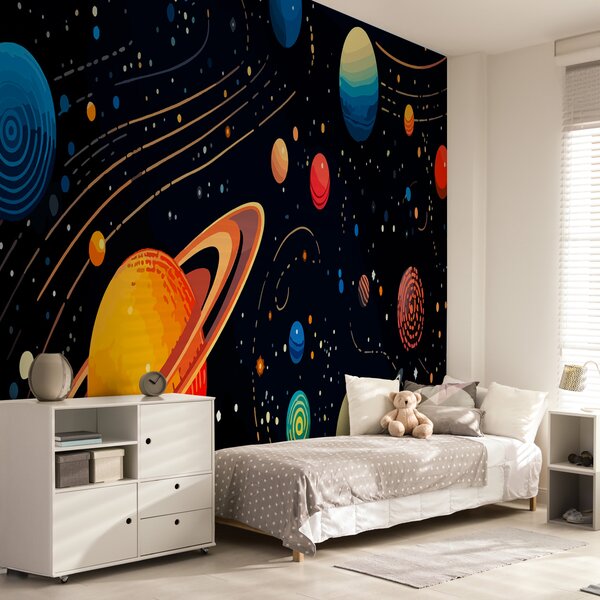 Fototapet Planete și stele colorate, Fototapet spațiu cosmic, Fototapet populare, w02816 - Tapeko.ro