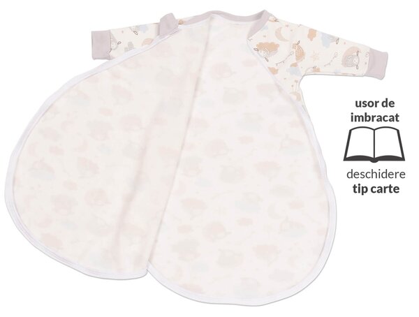 Sac de dormit cu maneci din bumbac flausat Kidizi On a Cloud Pastel, 0-3 luni, 1 tog