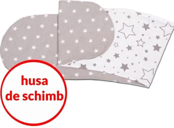 Perna gravide 3 in 1 cu husa detasabila din bumbac 100% si husa de schimb inclusa Kidizi Lena, lungime 160 cm, Galaxy Grey