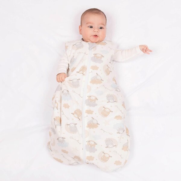 Sac de dormit pentru toate anotimpurile 0-6 luni Kidizi On a Cloud Pastel, model 2 in 1, grosime intre 0.5-1.5 tog