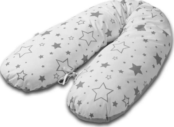 Perna gravide 3 in 1 cu husa detasabila din bumbac 100% si husa de schimb inclusa Kidizi Lena, lungime 160 cm, Galaxy Grey