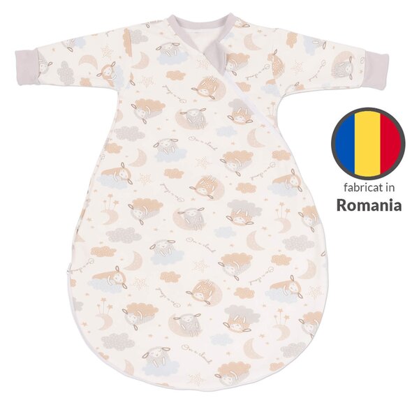 Sac de dormit cu maneci din bumbac flausat Kidizi On a Cloud Pastel, 0-3 luni, 1 tog
