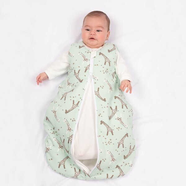 Sac de dormit pentru toate anotimpurile 0-6 luni Kidizi Giraffe, model 2 in 1, grosime intre 0.5-1.5 tog