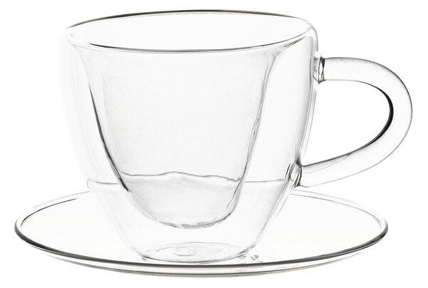 KONDELA Ceaşcă termorezistentă Heart cu farfurie, 2 buc., în formă de inimă, 150 ml, HOTCOOL TYP 5